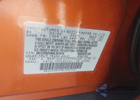 2022 Nissan Kicks Sr Xtronic Cvt z USA, uszkodzony, nr VIN 3N1CP5DV9NL501915